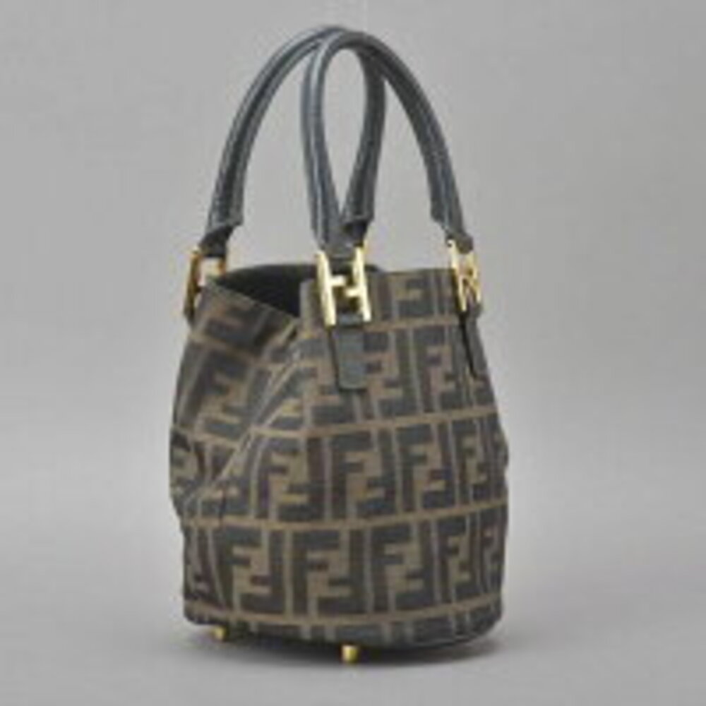 Fendi Zucca leather bag handbag jacquard brown black FF hardware tote